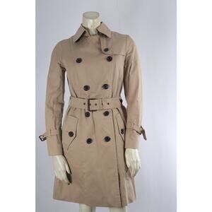 Blue Label Crestbridge Beige Belted Double Breasted Trench Coat Size 36